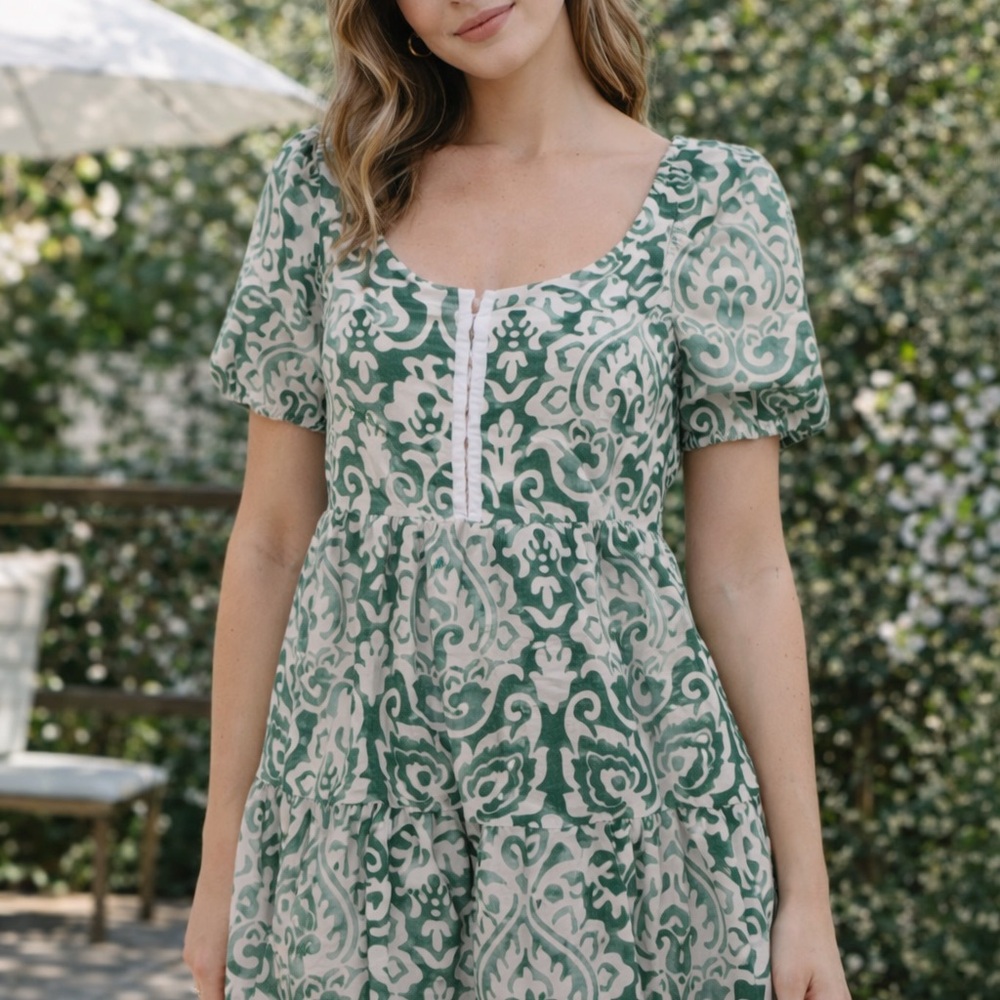 House of Harlow 1960 Green and White Mini Dress